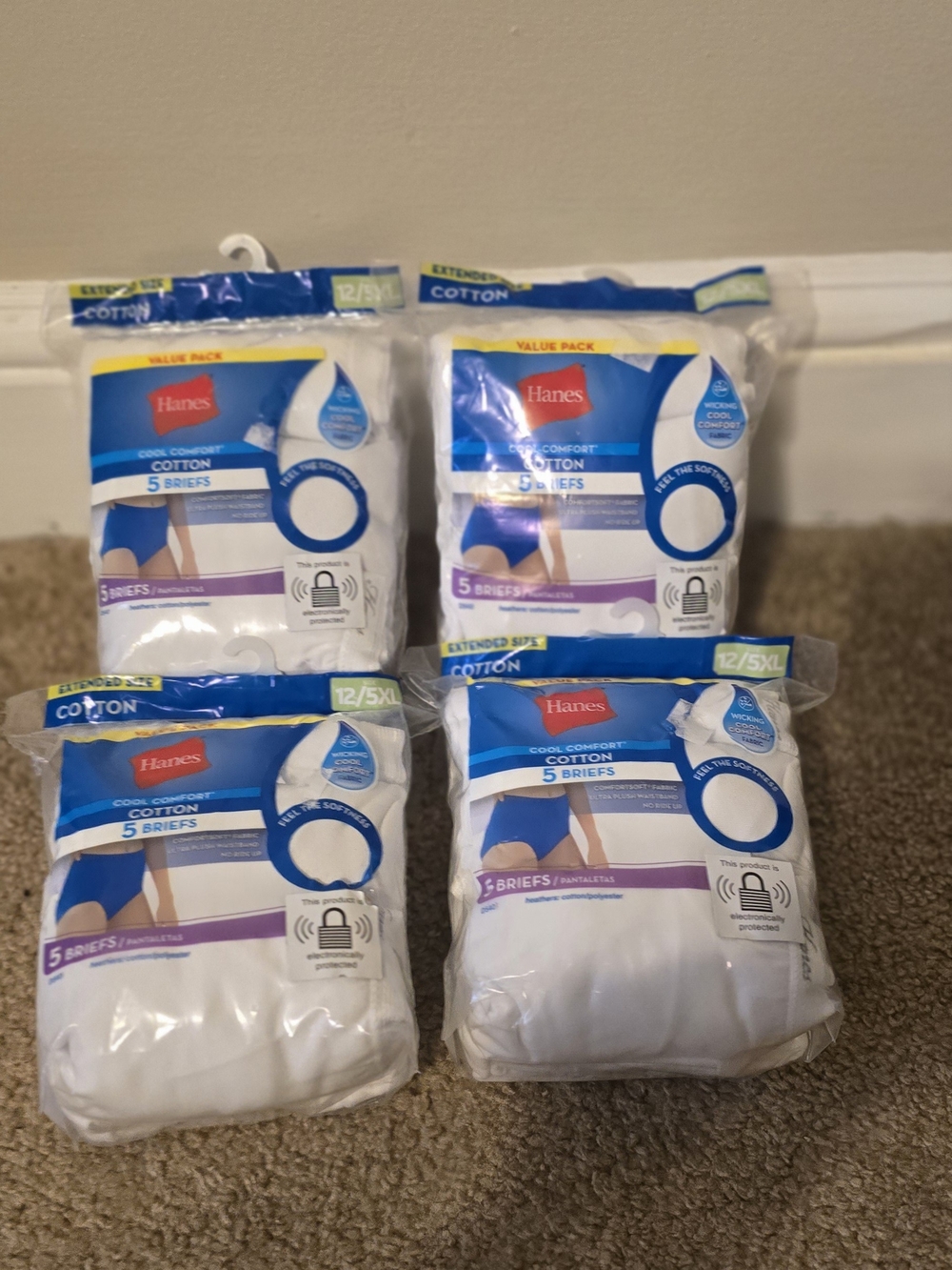 Hanes White Cotton Briefs Value Pack - 5-Pack (Multiple Packs)
